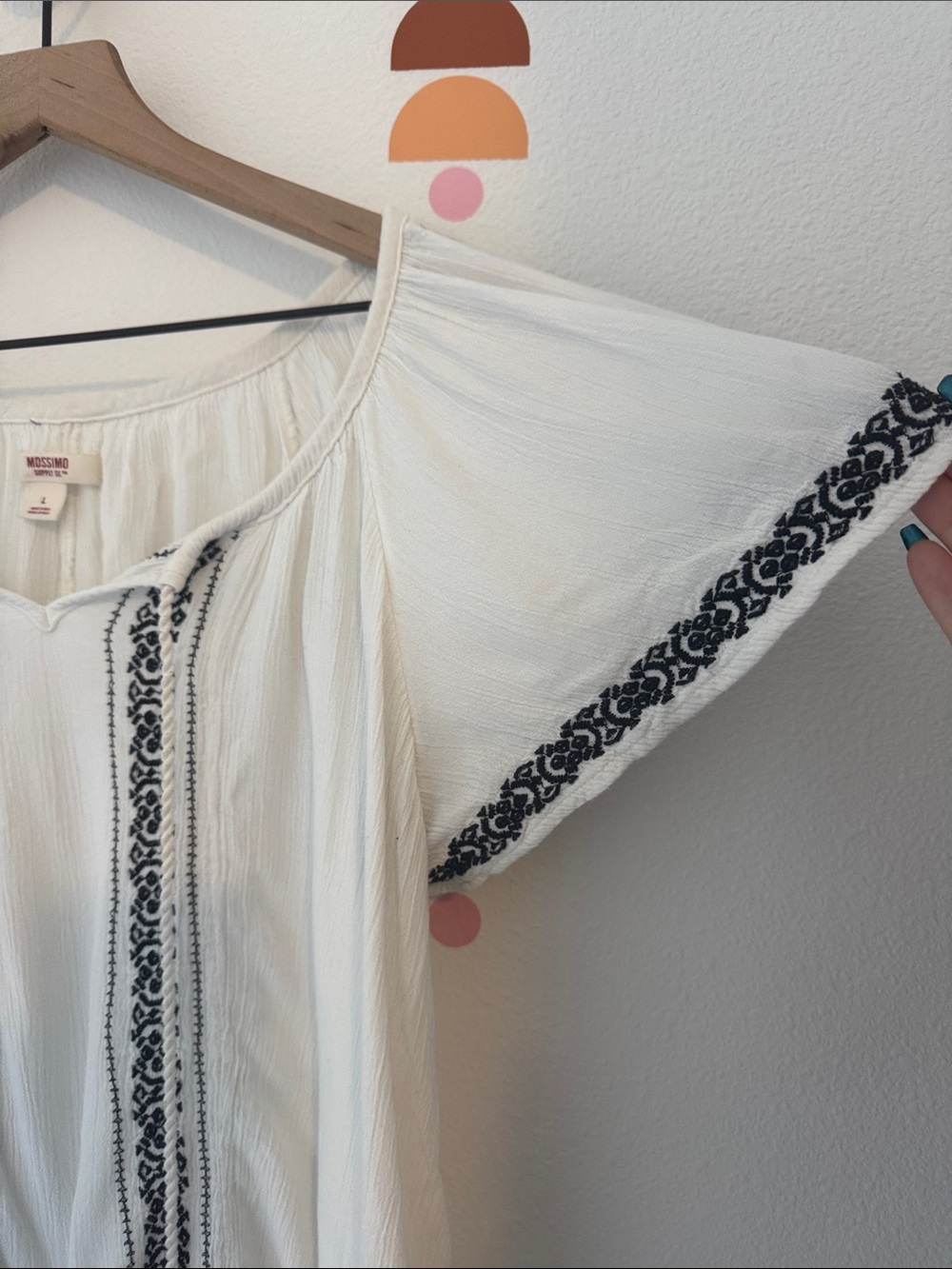 Missoni White Boho Peasant Top with Black Embroidery N0113 - Picture 3 of 3